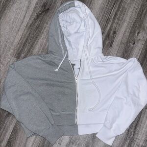 Hollister Gray and White Hoodie